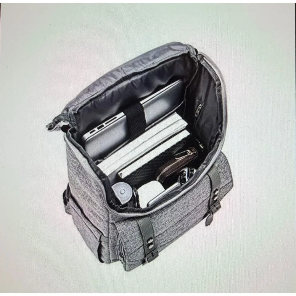 YALUNDISI Vintage Backpack Travel Laptop Backpack with usb Gray Greay NWOT - Picture 3 of 14